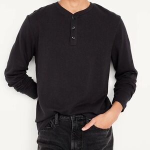 ✨ GAP Men’s Dark Gray Black Long Sleeve Henley